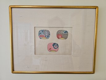 Gilt Framed Vintage Nishiki-e Japanese Polychrome Woodblock Prints (Three Vibrant Scenes)