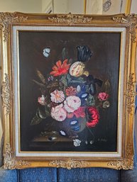 Floral Scene Oil Painting Signed L Judy
