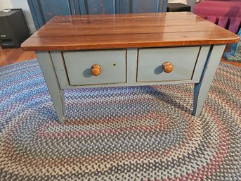 Blue And Maple Top Country Style Coffee Table