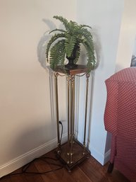 Wood And Brass Plant Stand