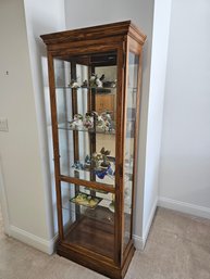 Mirror Backed Wood And Glass Display Case