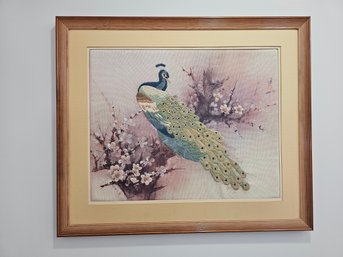 Framed Woven Peacock