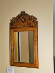 Tiger Maple Chippendale Carved Mirror