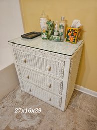 Wicker Cabinet With Glass Top