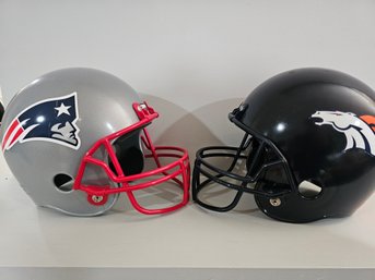 Decorative Plastic Helmets Of Broncos And The Patriots