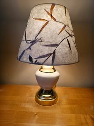 Small Lamp With Bamboo Lead Pattern Shade
