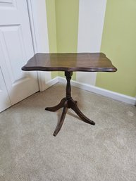 Mahogany Accent Table With Striped Inlay On Top