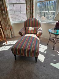 Vibrant Striped Velvet Lounger (with A Second Set Of Upholstery)