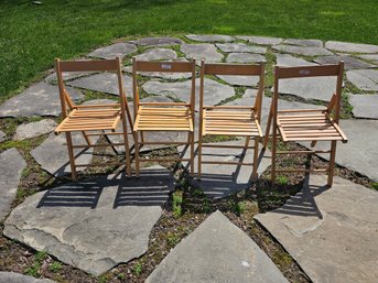Group Of Four Wood Folding Chairs