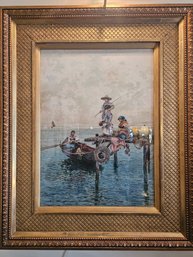 Beautiful Artwork Depicting Three Women In Daily Life On A Dock