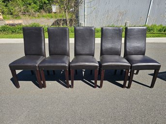 Group Of 5 Leather Armless Chairs