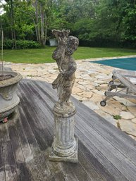 Concrete Angel On Pedestal