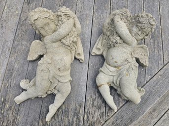 Group Of Five Weathered Concrete Garden Sculptures