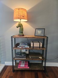 Metal And Faux Wood Grain Bookcase