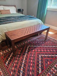 Wood Bench Seat With Brass Accents