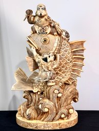 Japanese Daikokuten & Ebisu Bone Sculpture
