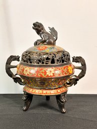 Beautiful Cloisonne And Bronze Incense Burner