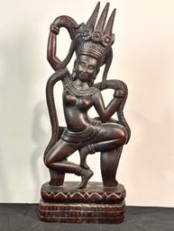 Wood Carved Apsara Khmer Statue