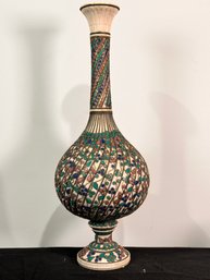 Beautiful Vase With Brass Wrapped Stones In Almost Cloisonne Style