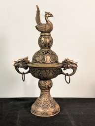 Bronze Dragon And Phoenix Incense Burner