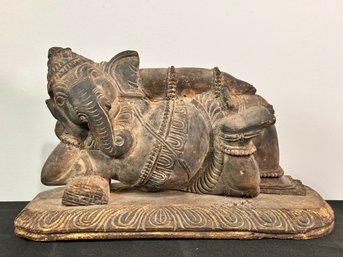Reclining Carved Ganesha