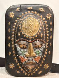 African Festac Mask With Brass And Beed Accents