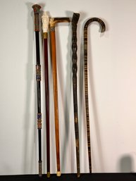 Group Of Five Walking Sticks