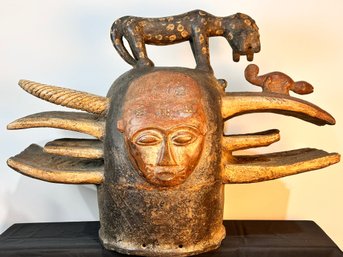 Spectacular And Large African Mask Either Yoruba Or Benin (measurements In Description)