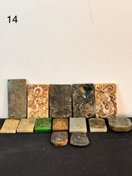 Collection Of Jade And Or Similar Stone Ink Stones / Plaques