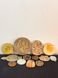 Large Group Of Jade Or Similar Stone Medallions
