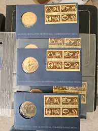 American Revolution Bronze Medal And US Postage Stamp  (5 Sets)