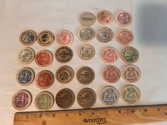 Vintage Wooden Nickels Mostly New Hampshire (qty 27)