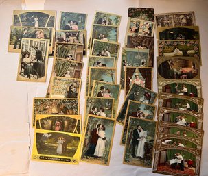 Antique Romance Related Postcards (qty 36)