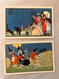 Antique Halloween Postcards Whitney Made Witches  (qty 2)