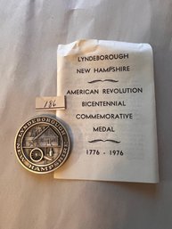 LYNDEBOROUGH, N.H. STERLING TOWN MEDAL AMERICAN REVOLUTION BICENTENNIAL