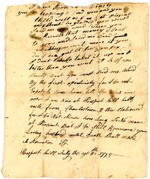 Revolutionary War: Handwritten Letter July 1775 Prospect Hill (Siege Of Boston)