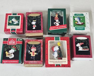 Assorted 1985-1996 Hallmark Keepsake Snoopy/Woodstock & Charlie Brown Ornaments Group