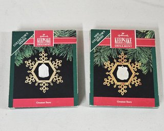 1990-1991 Hallmark Keepsake Collector's Series Fine Porcelain & Brass Ornaments Group