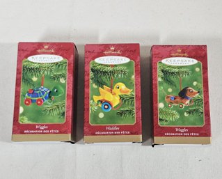 Assorted 2001 Hallmark Keepsake Wood Pull Toy Ornaments Group