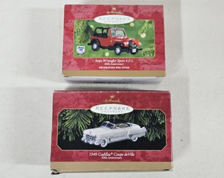 Assorted 1999/2001 Hallmark Keepsake Die-Cast Metal Car Anniversary Ornaments Group