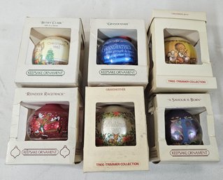Assorted 1978-1984 Hallmark Glass & Satin Ornaments Group