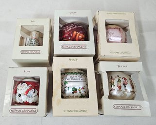 Assorted 1981-1984 Hallmark Glass & Satin Ornaments Group
