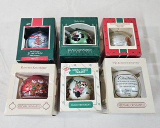 Assorted 1982-1989 Hallmark Glass Ornaments Group