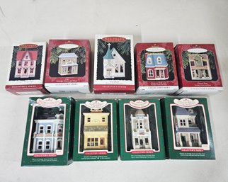 Assorted 1985-1999 Hallmark Keepsake Collector's Series Nostalgic Houses And Shops Ornaments Group