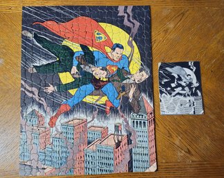 Vintage 1940 Saalfield Superman Over The City Interlocking Jigsaw Puzzle