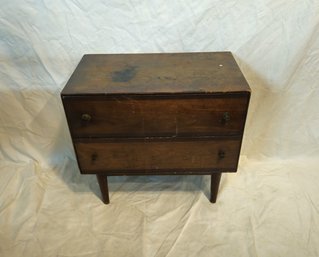 Vintage Stanley 2-Drawer Wood Side Table Stand Cabinet