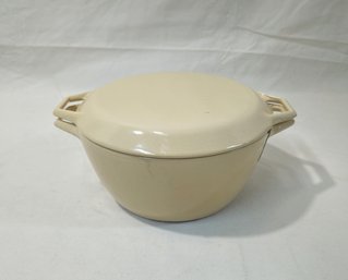 Vintage Copco Denmark D3 Beige Enamel Cast Iron Dutch Oven