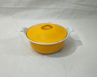 Vintage Cousances #22 Yellow Enamel Cast Iron Dutch Oven