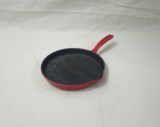 Vintage Nacco 105E Red Enamel Cast Iron Ridged Skillet Pan