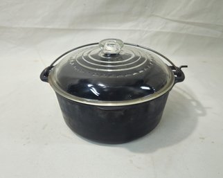 Vintage Wagner Ware 5qt Cast Iron Dutch Oven With Glass Lid
